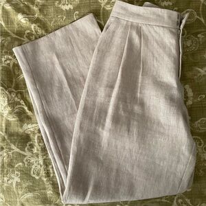 WAYF NWOT Women’s Linen Pleated Pants in Light Beige/Natural Pockets Size 8